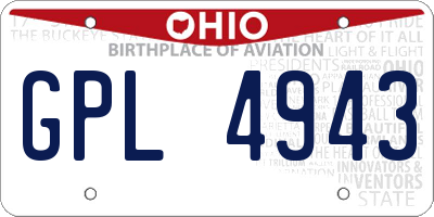 OH license plate GPL4943