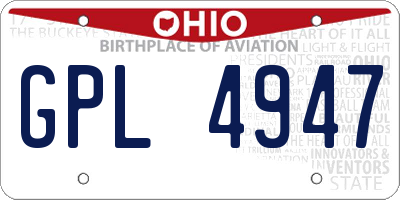 OH license plate GPL4947