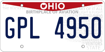 OH license plate GPL4950