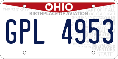 OH license plate GPL4953
