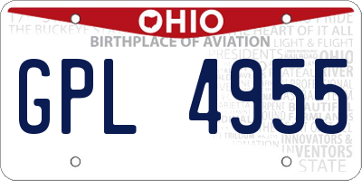 OH license plate GPL4955