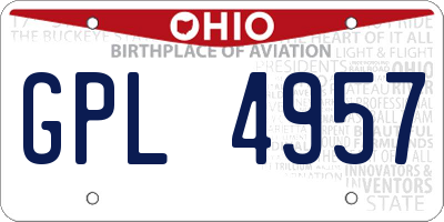 OH license plate GPL4957
