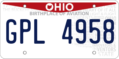 OH license plate GPL4958