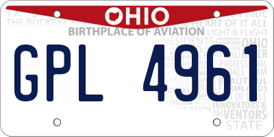 OH license plate GPL4961