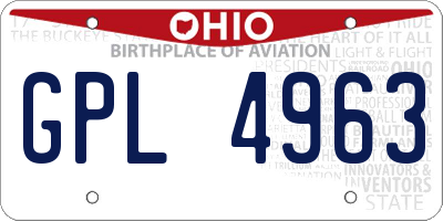 OH license plate GPL4963