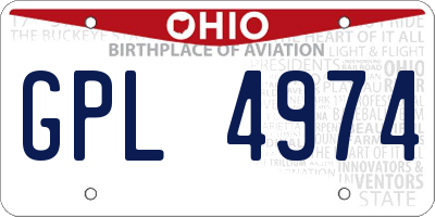 OH license plate GPL4974