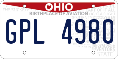 OH license plate GPL4980