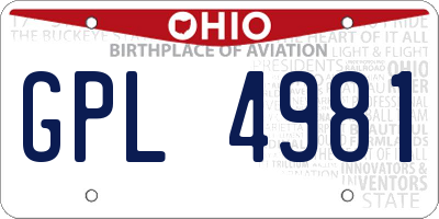 OH license plate GPL4981