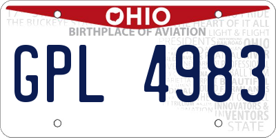 OH license plate GPL4983
