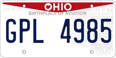 OH license plate GPL4985