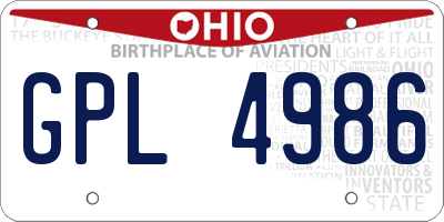 OH license plate GPL4986