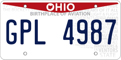 OH license plate GPL4987