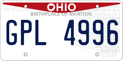 OH license plate GPL4996