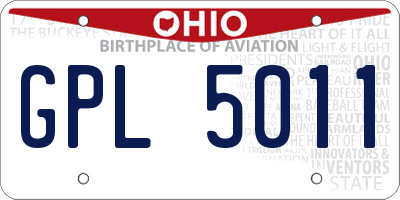 OH license plate GPL5011