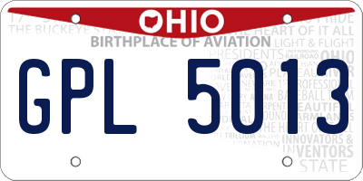 OH license plate GPL5013