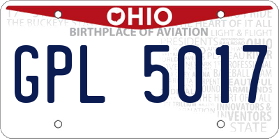 OH license plate GPL5017