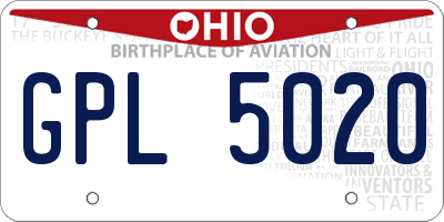 OH license plate GPL5020
