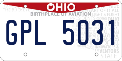 OH license plate GPL5031