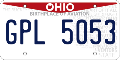 OH license plate GPL5053