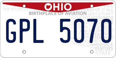 OH license plate GPL5070