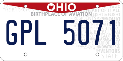 OH license plate GPL5071