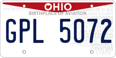 OH license plate GPL5072
