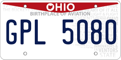 OH license plate GPL5080