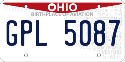 OH license plate GPL5087