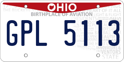 OH license plate GPL5113