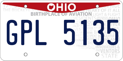 OH license plate GPL5135