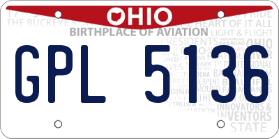 OH license plate GPL5136