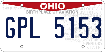 OH license plate GPL5153