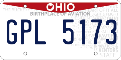 OH license plate GPL5173