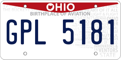 OH license plate GPL5181