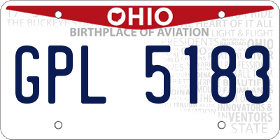 OH license plate GPL5183