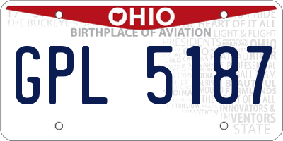 OH license plate GPL5187