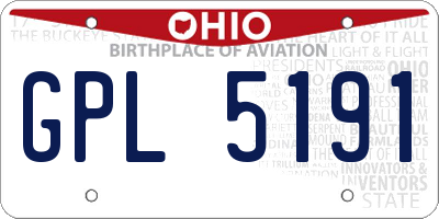 OH license plate GPL5191