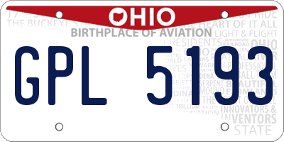 OH license plate GPL5193