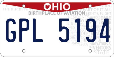 OH license plate GPL5194