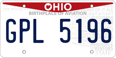 OH license plate GPL5196