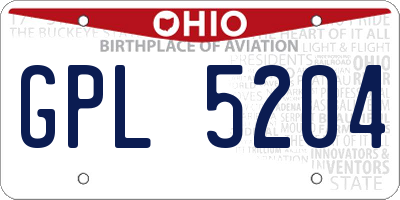 OH license plate GPL5204