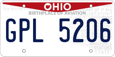 OH license plate GPL5206