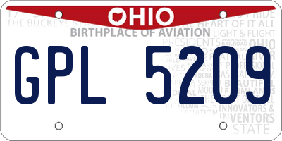 OH license plate GPL5209