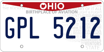 OH license plate GPL5212