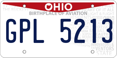 OH license plate GPL5213