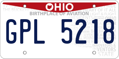OH license plate GPL5218
