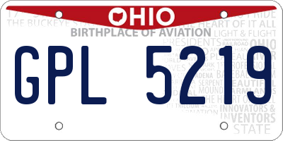 OH license plate GPL5219