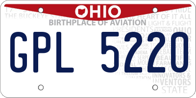 OH license plate GPL5220