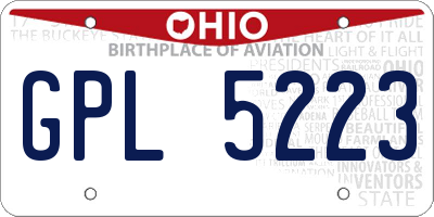 OH license plate GPL5223