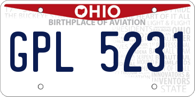 OH license plate GPL5231
